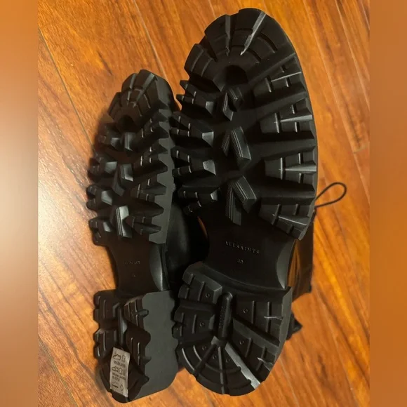 AllSaints Black Maren Leather Combat Boots Size 10 US (See details) - Picture 7 of 9